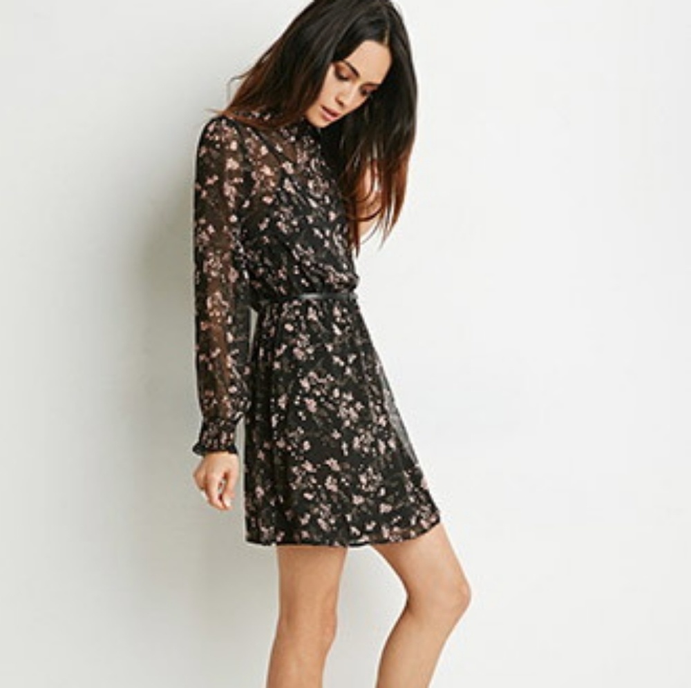 F21 floral prairie dress